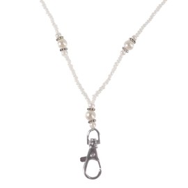 Dealikee Fashion Lanyard, MELIFE Lanyard Necklace with Magnetic Break Away Clasp Key Ring for Keys, Phone, ID Badge Holder Pearl Beaded Chain