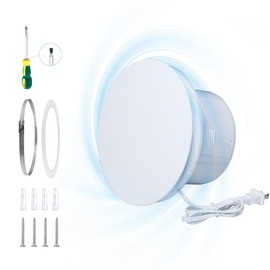 WiseWater Bathroom Round Exhaust Fan, 140CFM 35dB 6'' Duct 8.3" Panel ABS Vent Fan Wall-mounted Extractor Fan with Accessories for Bathroom, Laundry Room, Bedroom, Office