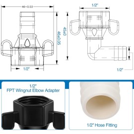 NoBrand 1/2 Inch x 14 NPT x 1/2 Inch Barb Elbow and Straight Swivel Adapter RV Water