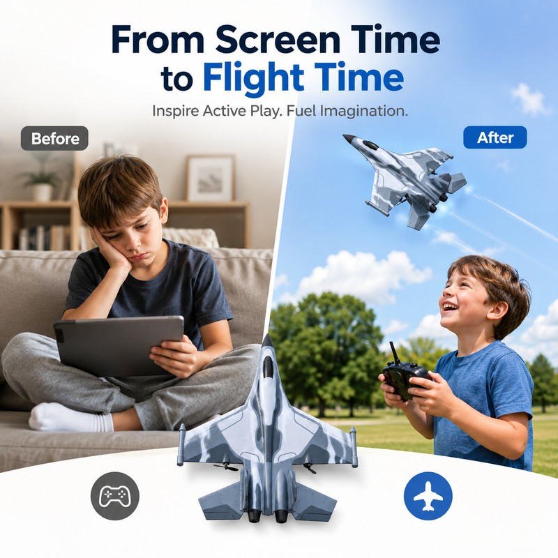 RC Fighter Airplane for Kids – Foam Remote Control Glider