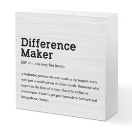 Difference Maker Definition Home Office Decor Wooden Box Sign Motivational Farmhouse Decorative Positive Office Desk Accessories Wood Plaque Affirmations Wood Table Sign for TV Cabinet Shelf