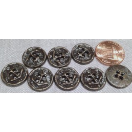 Unbranded 8 Gun Metal Brass Accent Metal Anchor Nautical Yachting Buttons 5/8" 15.5mm 7449