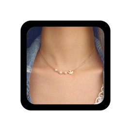YienDoo Gold Peace Dove Necklace Choker Chain Pearl Pendant Bird Necklace Pacifist Charm Necklace Jewelry Gift for Women