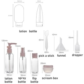 11Pcs Travel Bottles for Toiletries,Leak Proof Refillable Squeezable Travel Accessories,Travel Bottle Set for Travel Toiletries Lotion Shampoo Conditioner Travel Bottles
