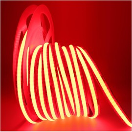 Tesfish LED Strip Lights 24V, Band COB Red 16.4ft 320 LEDs/M Total 1600 LEDs Flexible Neon Light Strips for Party, Counter, Shelf, Home Decor
