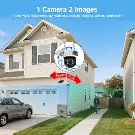 VeryFocal VeryFocal Dual Lens Solar Camera Wireless Outdoor, 2.4GHz/5GHz WiFi Connectivity for Home Security, 4MP QHD 360 PTZ Cameras, PIR Motion Detection, Color Night Vision, IP66