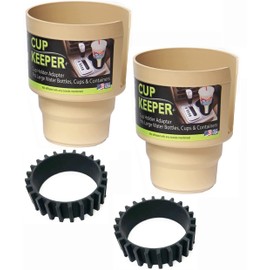 Cup Keeper Plus-2 PK W/Beverage Bands Car Cup Holder Adapter Expands to Hold Larger Beverage Containers up to 3.7" Diameter/Fits 32 oz Flasks & Water Bottles