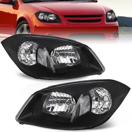 Bincmay LED Projector DRL SEQ Headlight Assembly Fit for 2005-2010 Chevy Cobalt/2005-2006 Pontiac Pursuit/2007-2009 Pontiac G5 Black Housing With Amber Reflector-S