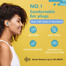 Ear Plugs for Sleeping, Acousdea Reusable Moldable Silicone Ear Plugs, Waterproof, Suitable for Snoring, Swimming, Working, Studying, Noise Cancelling up to 40 dBSPL, Multi-Color w Carry Case, 3 Pairs