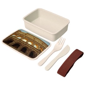 Fabulous Lunch Box with Cutlery White - Ancient Rome/Colosseum Under the Sun/World Heritage - 700ml