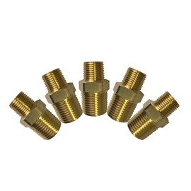 Generic Brass Pipe Fittings,1/2" Male x 3/8" Male NPT Hex Nipple Reducer (Pack of 5).