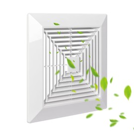 White 1 Piece ( 9 “x 9 ”Inch) Bathroom Exhaust Fan Cover with Spring, Square Ceiling or Wall Mounted Exhaust Fan, Ceiling Fan, Grille, Air Diffuser, Diverter Ventilation Hood, Replacement Accessories