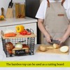 2 Set XXL Stackable Wire Basket with Bamboo Tops &