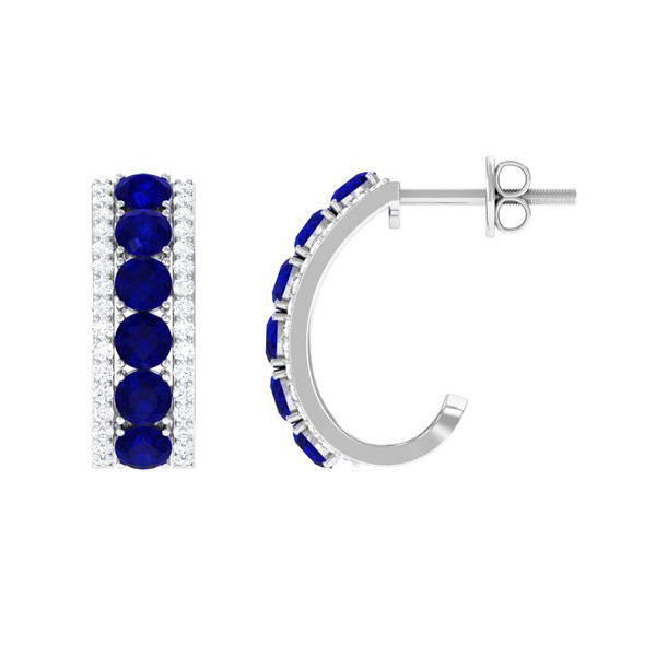 Creó pendientes de zafiro azul J (calidad AAAA, joyas de boda de diseñador para ella), Plata de Ley 925