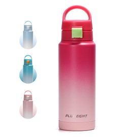 pluseight Insulated Water Bottle, 24 oz Leak Proof 18/8 Stainless Steel Vacuum Tumbler, Stainless Steel Water Bottle Wide Mouth for Sports, Gym or Office, BPA-Free Keep Cold 24H Hot 12H (Red)