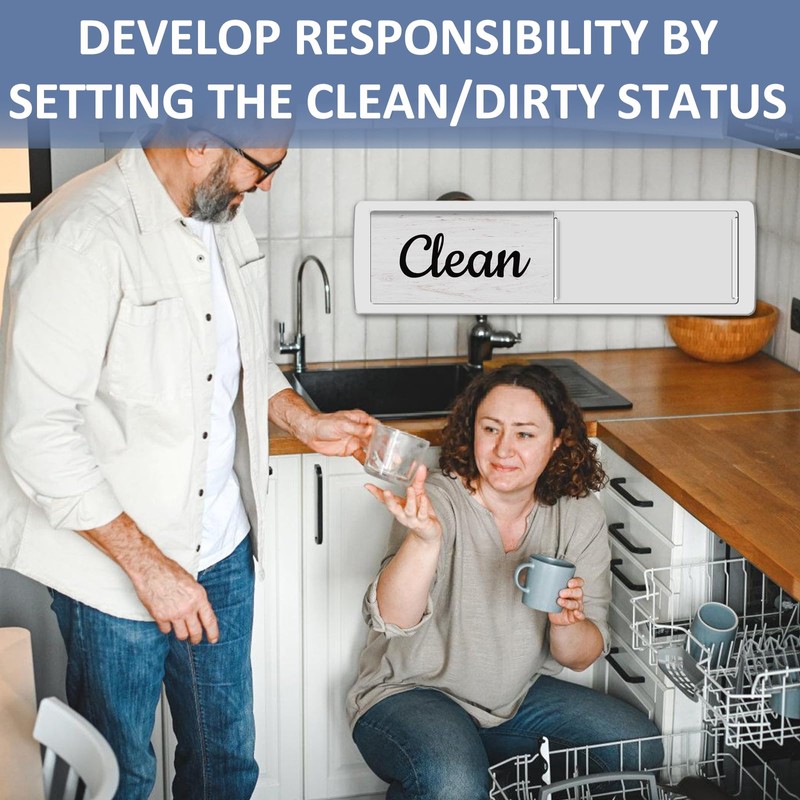 Oxepleus Dishwasher Magnet Clean Dirty Sign, Farmhouse Rustic Wood Design