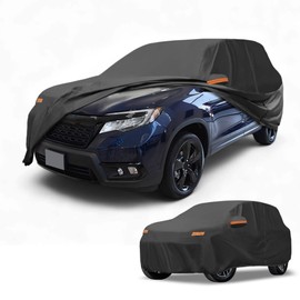 Partuto Car Cover Waterproof All Weather Sun Rain Protection Full Exterior Cover for Honda Passport 190T-PU Black with Left Side Zippers