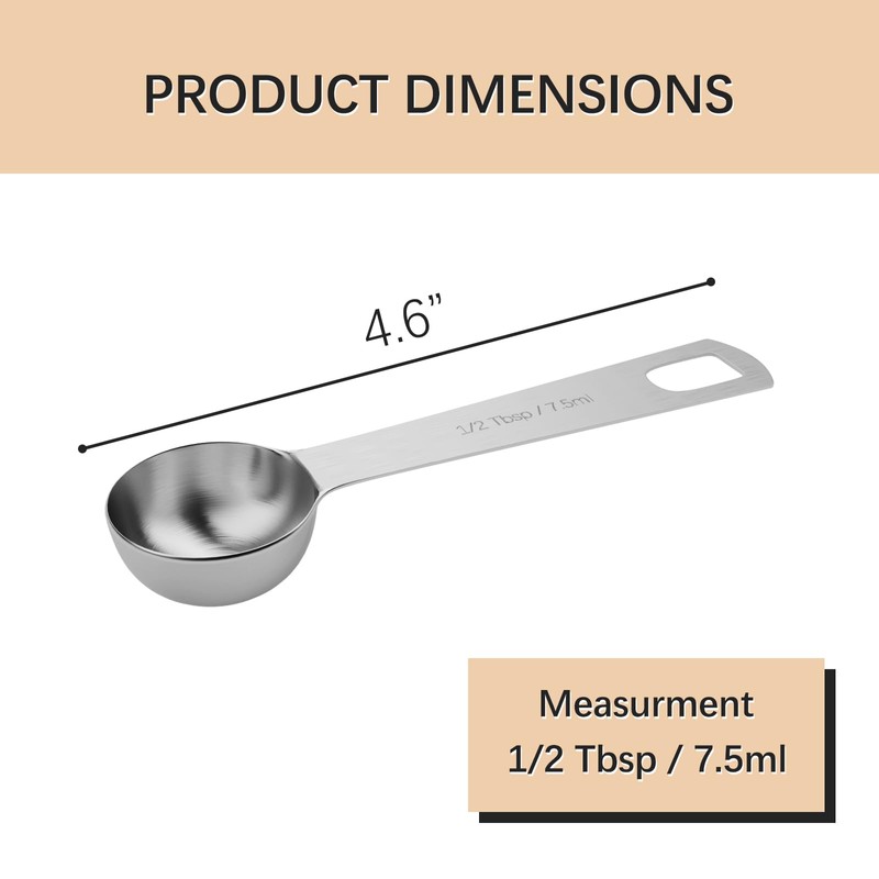 BERYLER 2PCS 1/2 Tablespoon(7.5 mL | 7.5 cc | 1.5
