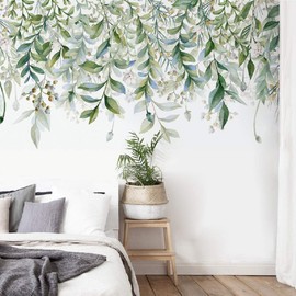 Amaonm 3D Removable Hanging Green Leaves Wall Decor Wall Decals Plants Leaf Wall Stickers Murals for Home Wall Background Kids Girsl Baby Bedroom Nursery Living Room Classroom Office (C11)