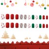 Christmas Fake Nails, 24pcs Christmas Stick On Nails, Square False