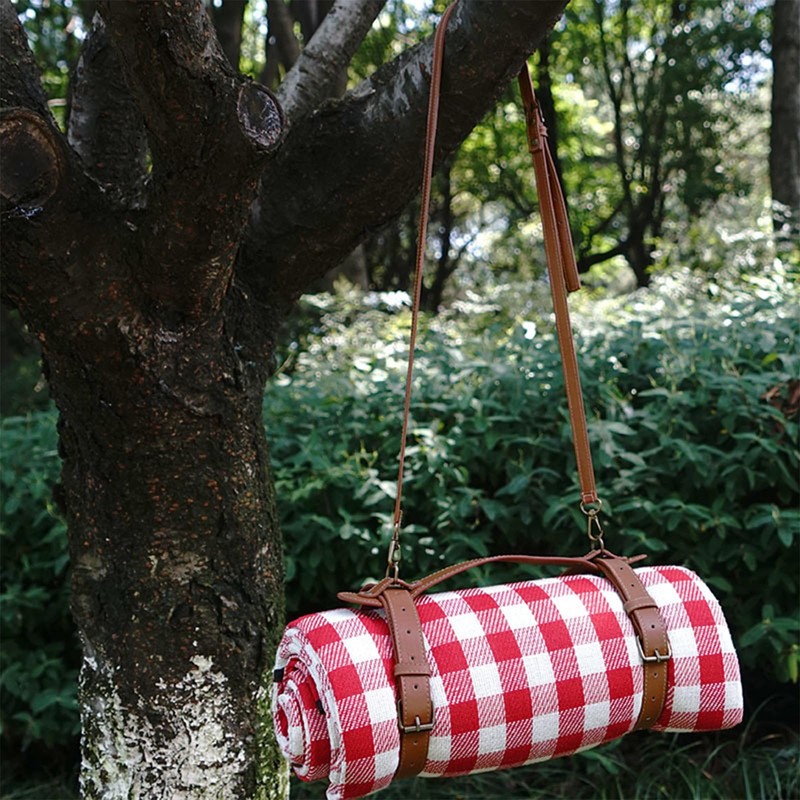 UFURMATE Picnic Blanket Carry Strap, PU Leather Carry Strap with