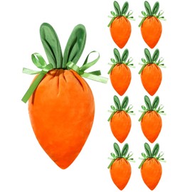 Liobelon 9 Pieces Easter Carrot Gift Bags Velvet Drawstring Bags Jewellery Pouches Easter Candy Goodie Bags Bunny Ear Party Favors Bags for Kids Easter Birthday Supplies,12x9.5cm/4.7x3.7in (Carrot)