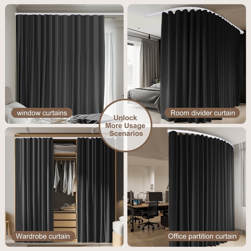MaKefeile Room Divider Curtains & Flexible Bendable Tracks Set,Privacy Dividers