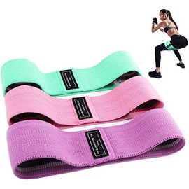 ANNA TOSANI Bandas de Resistencia (Set de 3), Bandas Elasticas de Fitness para Yoga, Pilates, Estiramientos Bandas Antideslizantes de Ejercicios para Fuerza de Piernas y Glúteos (Rosa+Púrpura+Verde)
