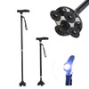 Elderly cane ultra-light length adjustable LED lighting grandmother four-legged cane four-legged cane black 2ea