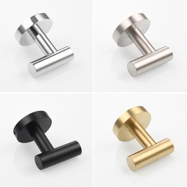 JIUJ Stainless Steel Wall-Mounted Round Hooks - Set of 2 - Durable and Stylish Home Organization Solution (Black)