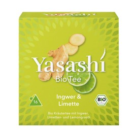 Yasashi Tee | Ingwer & Limette | 16 Pyramidenbeutel | Glutenfrei | Laktosefrei | Vegan