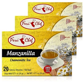Peru Chef 20 Sobres filtrantes de Te de Manzanilla Digestivo 3 Cajas | 20 bags of Digestive Chamomile Tea 3 Boxes