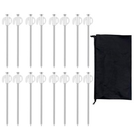 DERJDISF Tent Stakes, 16 Packs Galvanized Steel Tent Stakes, Camping Essentials, Non-Rust, Robust and Fluorescent Stopper Pegs, Ideal for Pitching Camping Tents Family Canopies