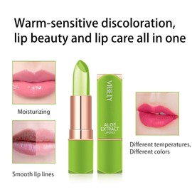 Aloe Vera Lipstick, Lip Moisturiser, Long-Lasting Nutritious Lip Balm, Magic Temperature, Colour Changing for Lips (1)