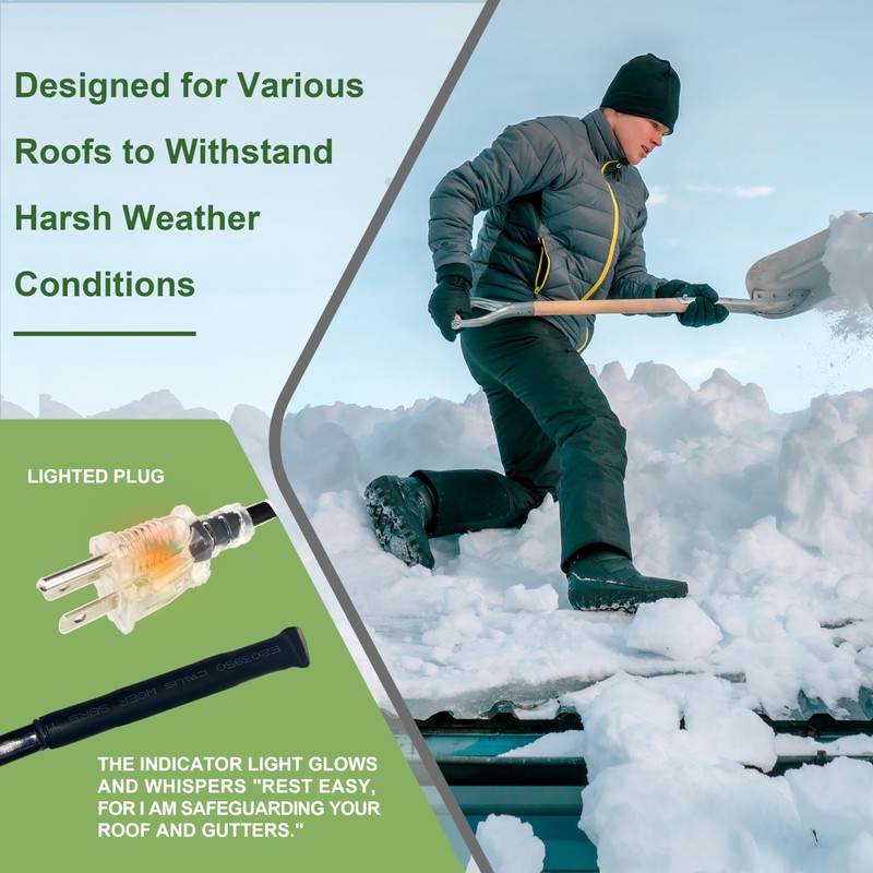 MAXKOSKO Roof Gutter Heat Cable for Snow Melting, Roof De-Icing