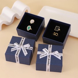 2Pcs Small Gift Boxes Jewellery Gift Box with Lids Ring Earring Box Square Necklace Gift Box Bracelet Cardboard Box Kraft for Key Cufflink Women Valentine's Day Presents Birthday 7.5 * 7.5 * 3.5cm