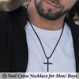 CXLDTE Grandson Gifts from Grandma, Cross Necklace for Men Boys Christian Baptism First Communion Confirmation Graduation Gifts for Teenage Teen Boy 8 10 12 14 16 18 13 Year Old Birthday