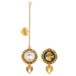 in Loving Memory of Pope Francis Ornament – Dual-Sided Religious Pendant with Angel Wings – Gold Color Catholic Funeral or Memorial Gift