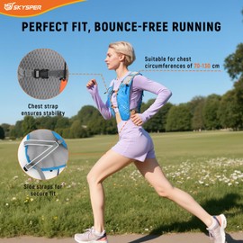 SKYSPER Running Vest, 12L Hydration Backpack with 2 Soft Bottles, 500 ml Running Backpack, Trail Running Hydration Vest for Running, Hiking, Marathon, Women and Men