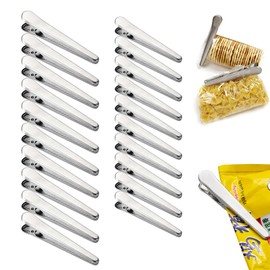 DHSWNNG Pack of 20 Stainless Steel Sealing Clips, Metal Clips, Sealing Clips, 2 Sizes, Bag Clips, Bag Clips for Bags, Food for Kitchen (8 cm and 11.5 cm)