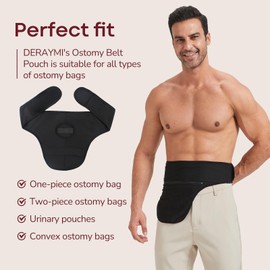 DERAYMI Ostomy Belts for Men Women, Ostomy Bag Cover for Keeping Ostomy Bag in Place, Colostomy Support Belt Ostomy Wrap for Swimming Outdoor Activities (XL)
