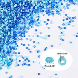 NBEADS 1 Box About 12500pcs 12/0 Ceylon Glass Round Seed Beads, 2mm Loose Spacer Beads Pony Beads with 1mm Hole for DIY Craft Bracelet Necklace Jewelry Making, Blue