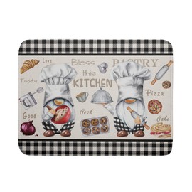 Chef Gnome Dish Drying Mats for Kitchen Counter 18x24 inch, Buffalo Plaid Cooking Utensils Absorbent Dishes Drainer Mat, Reversible Microfiber Quick Dry Rack Pad with Hanging Loop