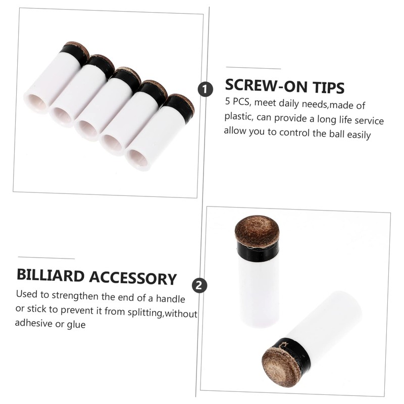 Outanaya 10pcs Screw Billiard Cue Tips Replacement Durable Plastic Tips