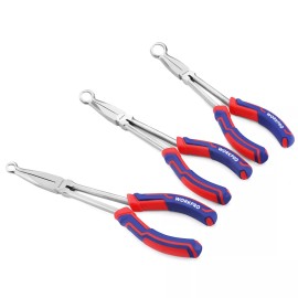 WORKPRO 3 Piece Long Reach Hose Grip Pliers Set 11''Ring Nose Hose Gripper Plier