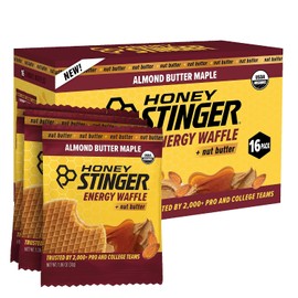 Honey Stinger Organic Almond Butter Maple Waffle, Energy Stroopwafel for Exercise, Endurance and Performance, Sports Nutrition for Home & Gym, Pre and Post Workout, 16.96 Ounce (Pack of 16)