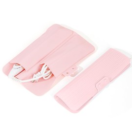 Heat Resistant Mat for Hair Tools, Heat Mat for Curling Iron, 2-Hole Silicone Heat Resistant Mat Pouch for Crimping Iron, Curling Wand, Waving Iron- Pink