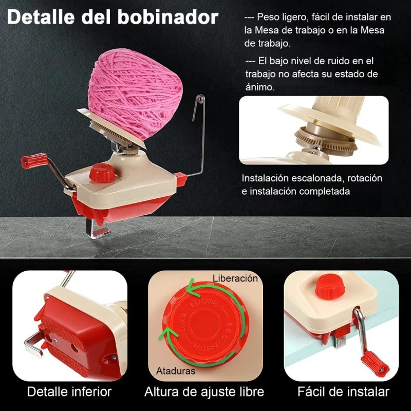 Kit Devanadora De Estambre Manual Bobinadora De Bolas Hilo