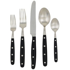 Ginkgo International Lyon 5-Piece Stainless Steel Flatware Place Setting, Ebony, Service for 1