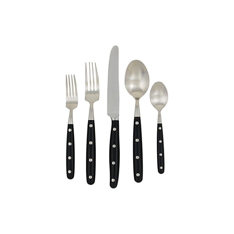 Ginkgo International Lyon 5-Piece Stainless Steel Flatware Place Setting, Ebony,